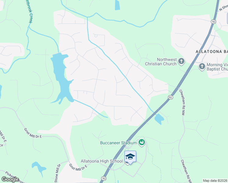 map of restaurants, bars, coffee shops, grocery stores, and more near 3819 Autumn View Lane Northwest in Acworth