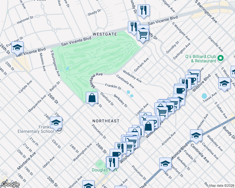 map of restaurants, bars, coffee shops, grocery stores, and more near 873 Berkeley Street in Santa Monica