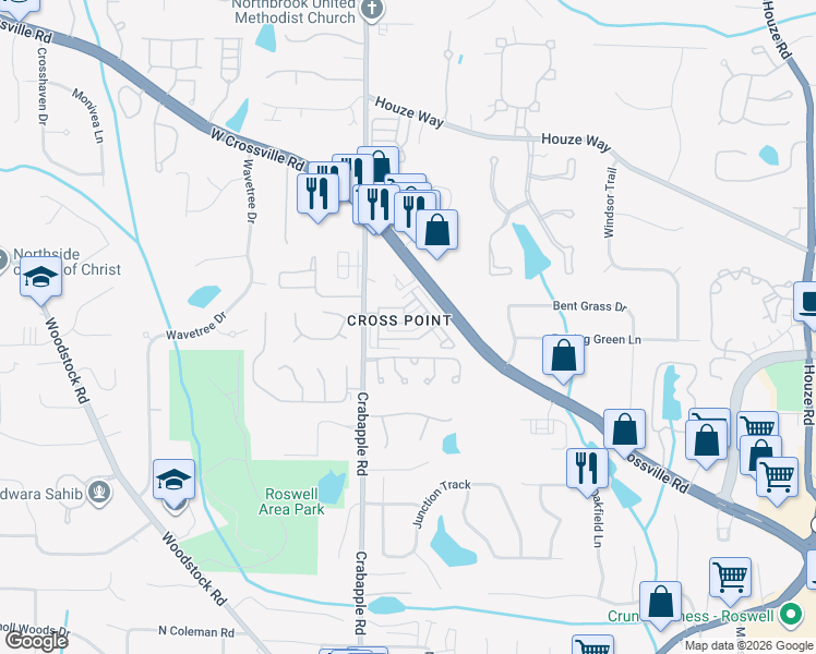 map of restaurants, bars, coffee shops, grocery stores, and more near 750 Calwood Chase in Roswell