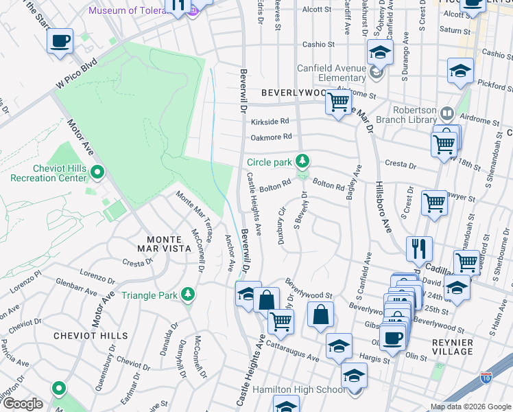 map of restaurants, bars, coffee shops, grocery stores, and more near 9703 Cisco Street in Los Angeles