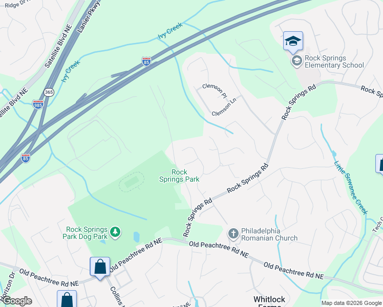 map of restaurants, bars, coffee shops, grocery stores, and more near 3000 Dogwood Hollow Lane in Lawrenceville