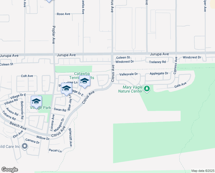 map of restaurants, bars, coffee shops, grocery stores, and more near 11518 Citrus Avenue in Fontana