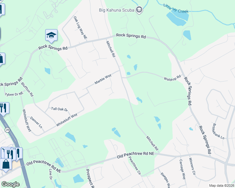 map of restaurants, bars, coffee shops, grocery stores, and more near 2430 Fieldrock Way in Lawrenceville