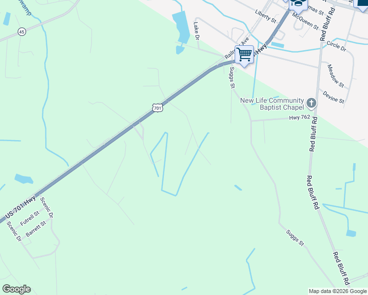 map of restaurants, bars, coffee shops, grocery stores, and more near 140 Mid Field Road in Loris