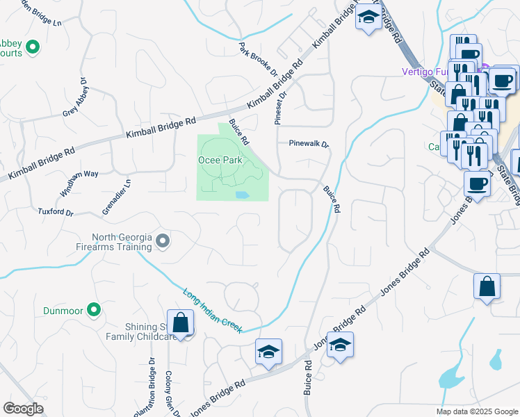 map of restaurants, bars, coffee shops, grocery stores, and more near 10830 Carrara Cove in Alpharetta