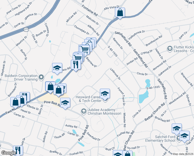 map of restaurants, bars, coffee shops, grocery stores, and more near 3631 Linbrook Drive in Columbia