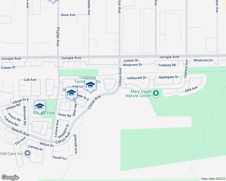 map of restaurants, bars, coffee shops, grocery stores, and more near 11518 Citrus Avenue in Fontana