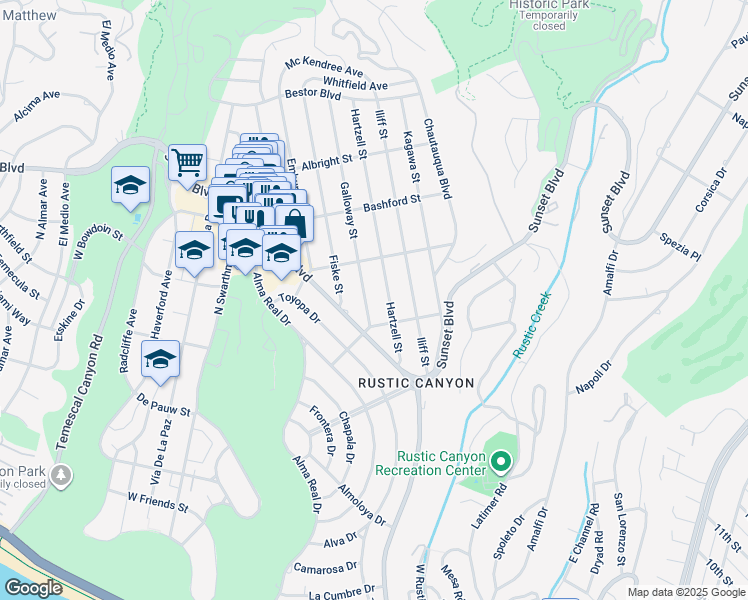 map of restaurants, bars, coffee shops, grocery stores, and more near 819 Hartzell Street in Los Angeles