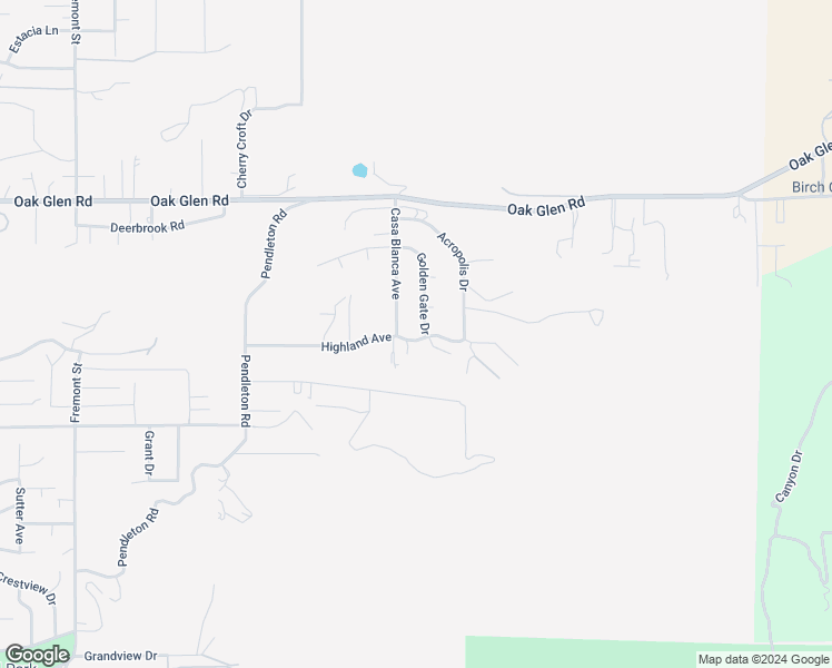 map of restaurants, bars, coffee shops, grocery stores, and more near 36312 Highland Avenue in Yucaipa