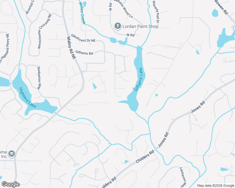 map of restaurants, bars, coffee shops, grocery stores, and more near 4676 Gilhams Road in Roswell