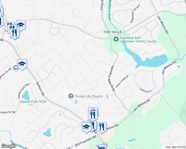 map of restaurants, bars, coffee shops, grocery stores, and more near 3274 Brooksong Way in Dacula
