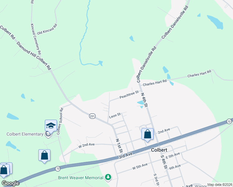 map of restaurants, bars, coffee shops, grocery stores, and more near 190 Peachtree Street in Colbert