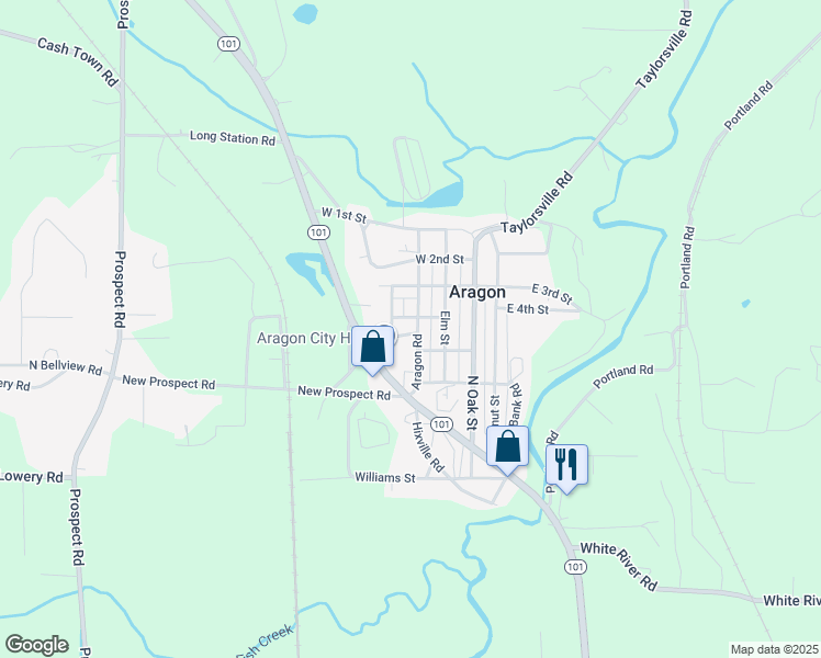 map of restaurants, bars, coffee shops, grocery stores, and more near 18 West 5th Street in Aragon