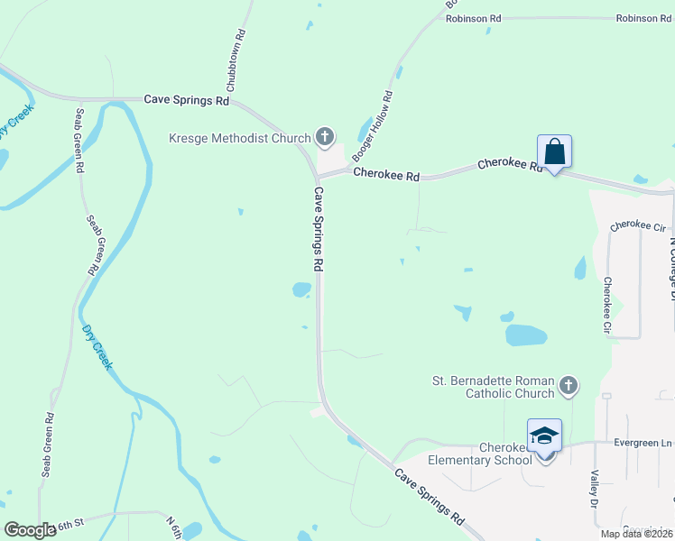 map of restaurants, bars, coffee shops, grocery stores, and more near Cave Spring Road in Cedartown