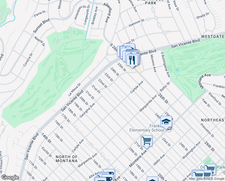 map of restaurants, bars, coffee shops, grocery stores, and more near 323 22nd Street in Santa Monica