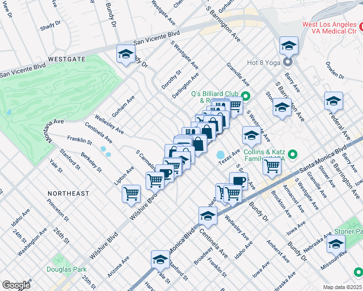 map of restaurants, bars, coffee shops, grocery stores, and more near in Los Angeles