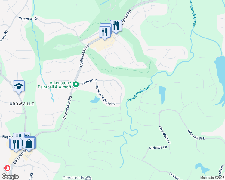 map of restaurants, bars, coffee shops, grocery stores, and more near 80 Lanier Ridge in Acworth