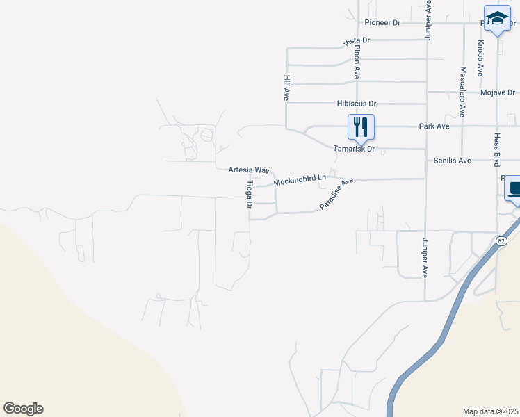 map of restaurants, bars, coffee shops, grocery stores, and more near 48831 Garden Drive in Morongo Valley