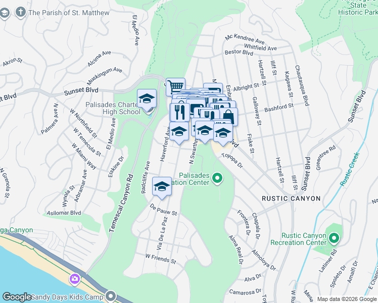 map of restaurants, bars, coffee shops, grocery stores, and more near 773 North Swarthmore Avenue in Los Angeles
