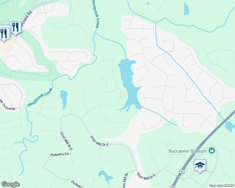 map of restaurants, bars, coffee shops, grocery stores, and more near 427 Picketts Lake Drive in Acworth