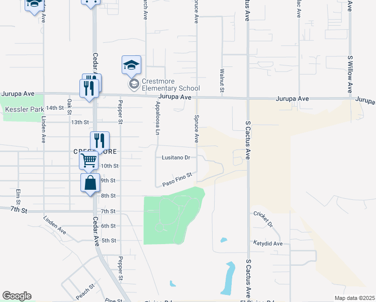 map of restaurants, bars, coffee shops, grocery stores, and more near 18975 Lusitano Drive in Bloomington