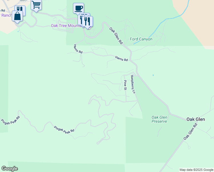 map of restaurants, bars, coffee shops, grocery stores, and more near Green Lane in Oak Glen