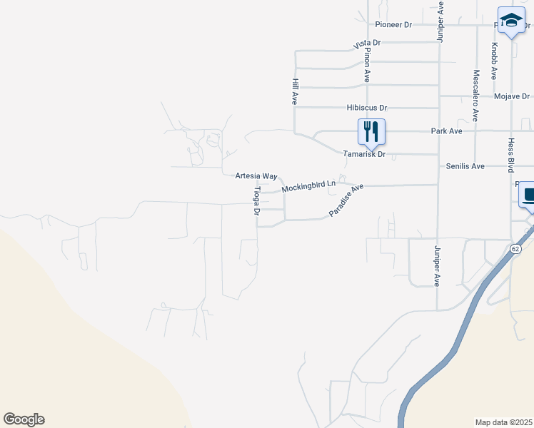 map of restaurants, bars, coffee shops, grocery stores, and more near 48831 Garden Drive in Morongo Valley