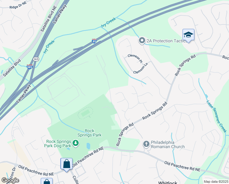 map of restaurants, bars, coffee shops, grocery stores, and more near 2998 Spriggs Road in Lawrenceville