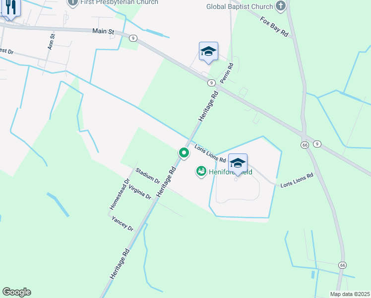 map of restaurants, bars, coffee shops, grocery stores, and more near 301 Heritage Road in Loris