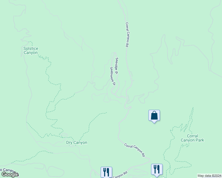 map of restaurants, bars, coffee shops, grocery stores, and more near 2881 Seabreeze Drive in Malibu