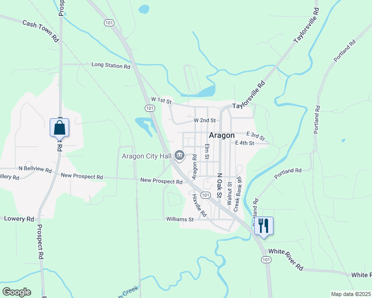 map of restaurants, bars, coffee shops, grocery stores, and more near 18 West 5th Street in Aragon