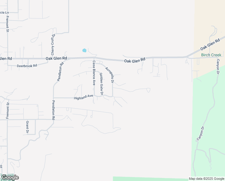 map of restaurants, bars, coffee shops, grocery stores, and more near Acropolis Drive in Yucaipa