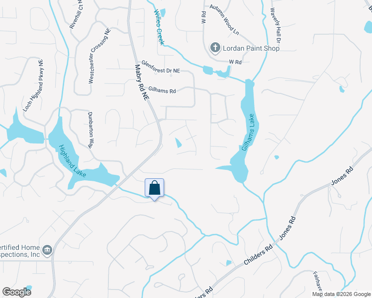 map of restaurants, bars, coffee shops, grocery stores, and more near 1852 Blackthorn Way Northeast in Roswell
