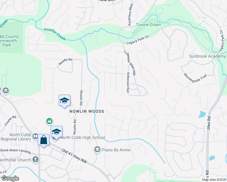 map of restaurants, bars, coffee shops, grocery stores, and more near 3775 Harris Boulevard Northwest in Kennesaw