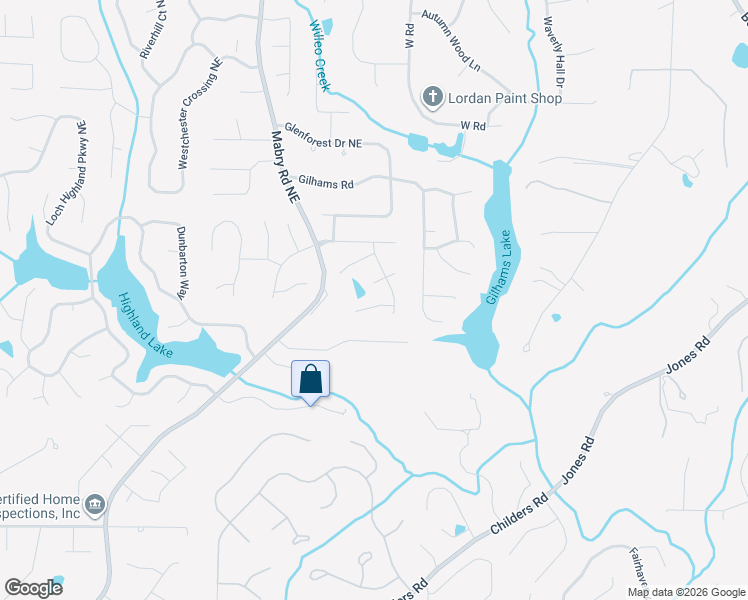 map of restaurants, bars, coffee shops, grocery stores, and more near 1852 Blackthorn Way Northeast in Roswell