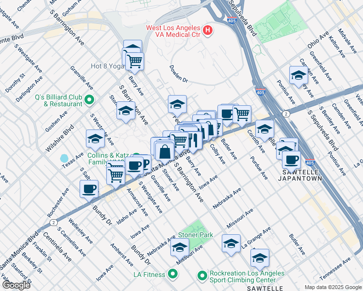 map of restaurants, bars, coffee shops, grocery stores, and more near in Los Angeles