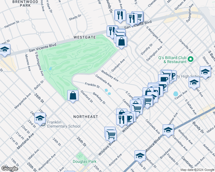 map of restaurants, bars, coffee shops, grocery stores, and more near 926 Centinela Avenue in Santa Monica