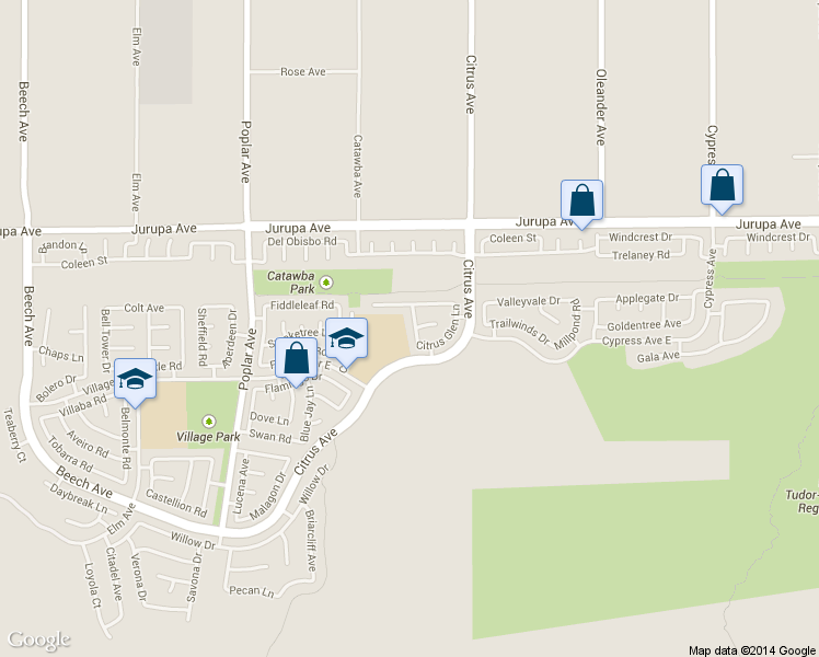 map of restaurants, bars, coffee shops, grocery stores, and more near 11460 Lime Orchard Lane in Fontana