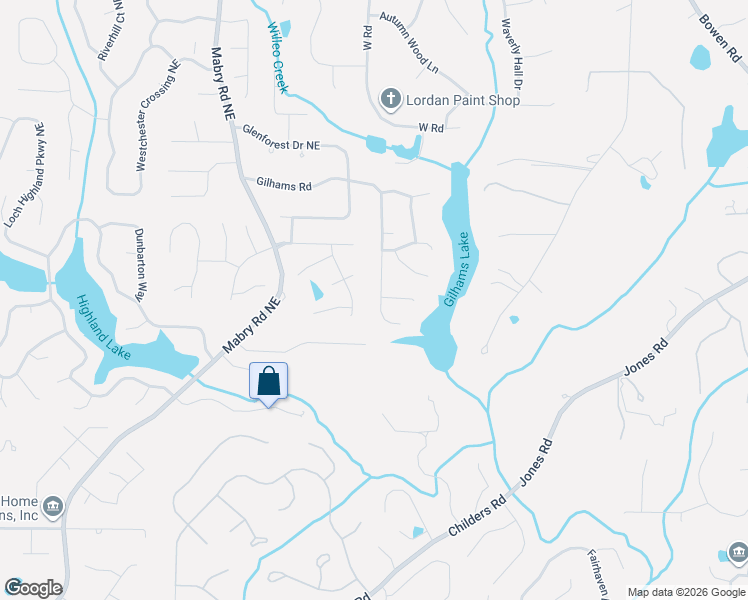 map of restaurants, bars, coffee shops, grocery stores, and more near 4654 Gilhams Road in Roswell