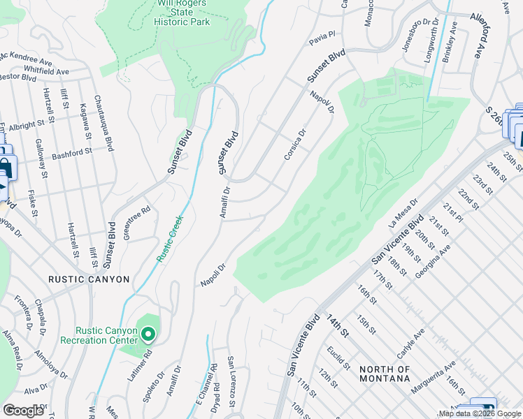 map of restaurants, bars, coffee shops, grocery stores, and more near 905 Napoli Drive in Los Angeles