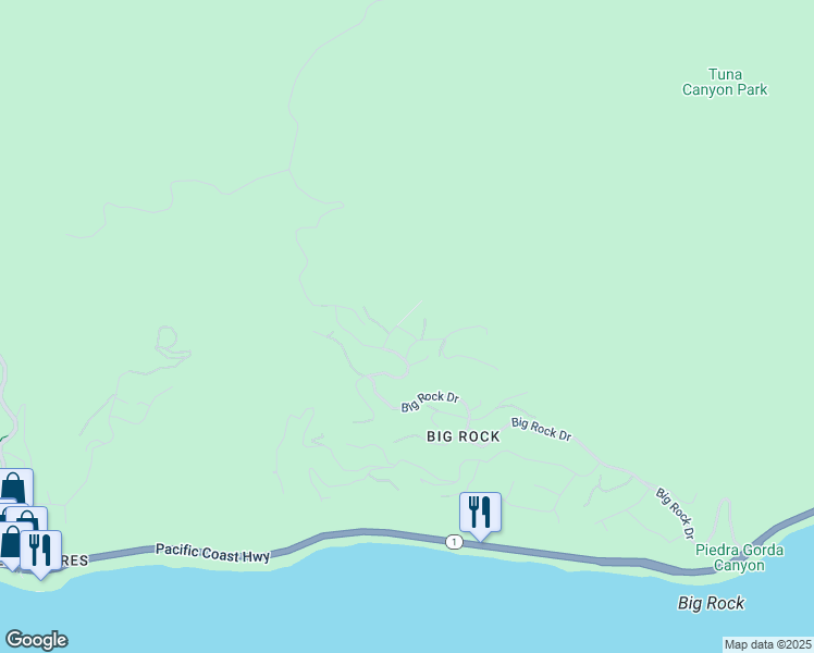 map of restaurants, bars, coffee shops, grocery stores, and more near 20729 Rockcroft Drive in Malibu