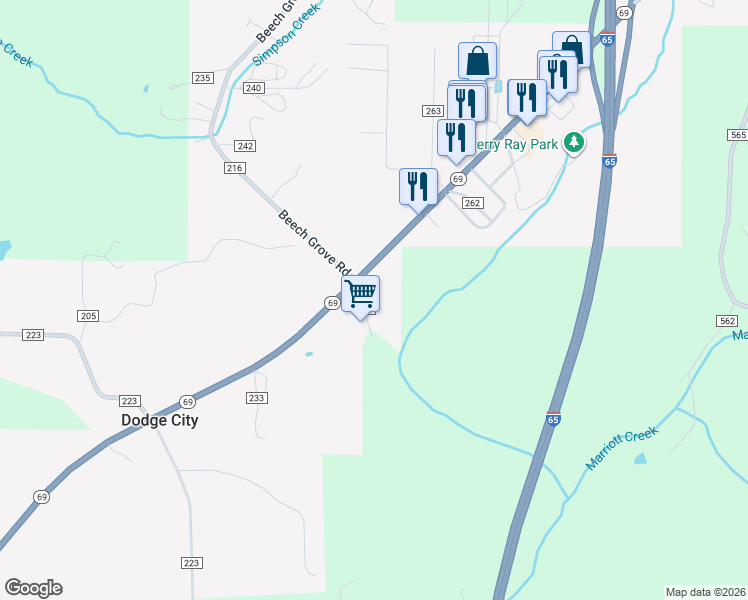 map of restaurants, bars, coffee shops, grocery stores, and more near 172 County Road 119 in Cullman