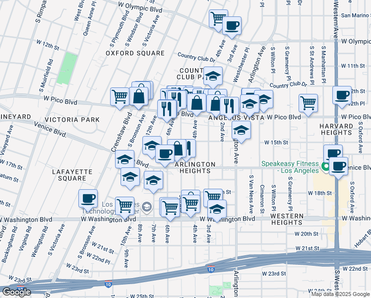 map of restaurants, bars, coffee shops, grocery stores, and more near 1419 4th Avenue in Los Angeles