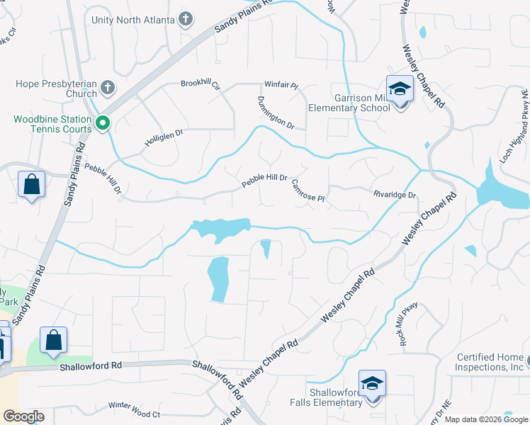map of restaurants, bars, coffee shops, grocery stores, and more near 4034 Ashmont Court in Marietta
