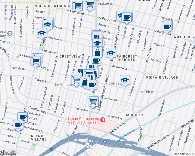 map of restaurants, bars, coffee shops, grocery stores, and more near 1773 Alvira Street in Los Angeles