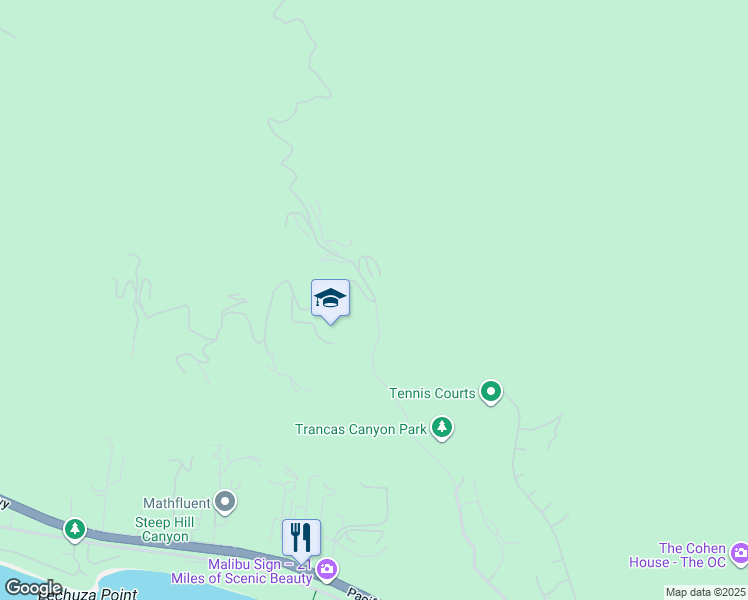 map of restaurants, bars, coffee shops, grocery stores, and more near 5665 Trancas Canyon Road in Malibu