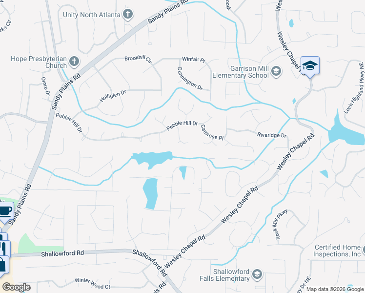 map of restaurants, bars, coffee shops, grocery stores, and more near 4034 Ashmont Court in Marietta