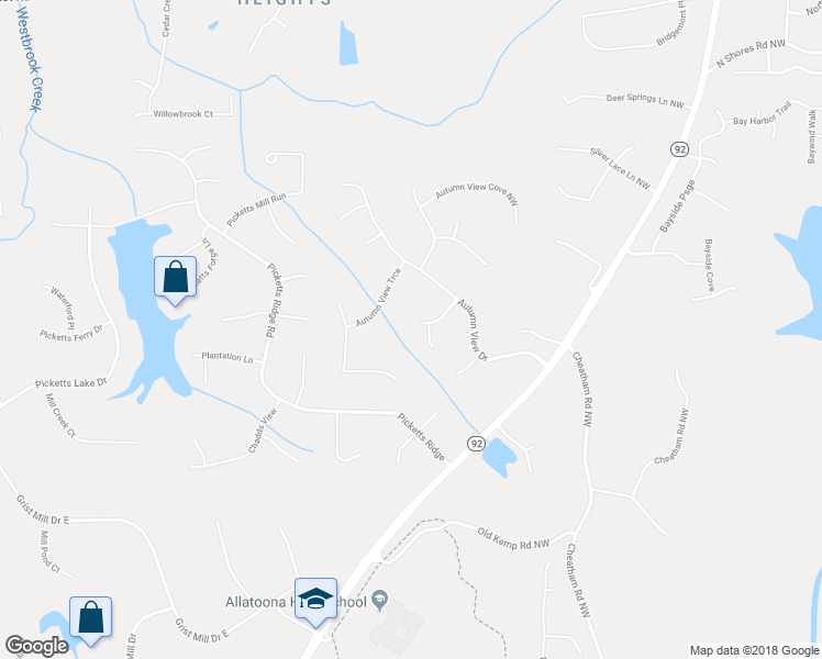 map of restaurants, bars, coffee shops, grocery stores, and more near 3774 Seasons Drive North West in Acworth