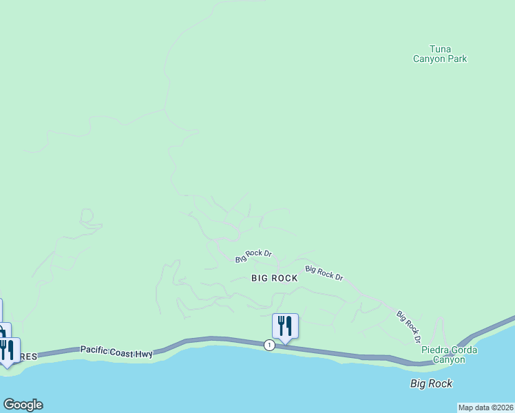map of restaurants, bars, coffee shops, grocery stores, and more near 20711 Rockcroft Drive in Malibu