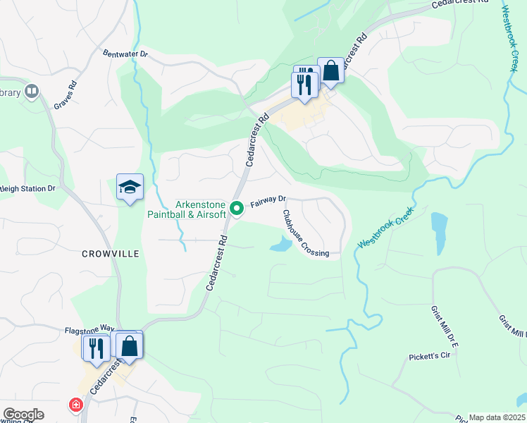 map of restaurants, bars, coffee shops, grocery stores, and more near 96 Fairway Drive in Acworth